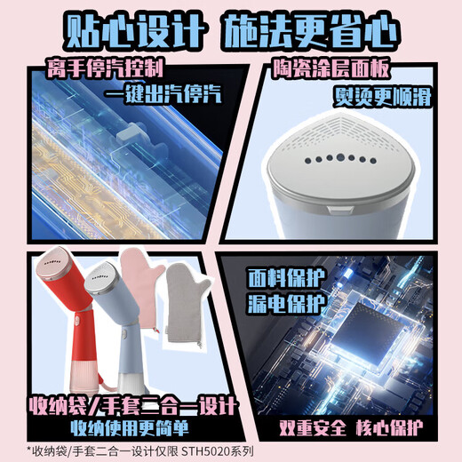 飞利浦（PHILIPS）手持挂烫机家用蒸汽挂烫机小型便携式熨烫机 生日礼物送女友送妈妈 STH5010