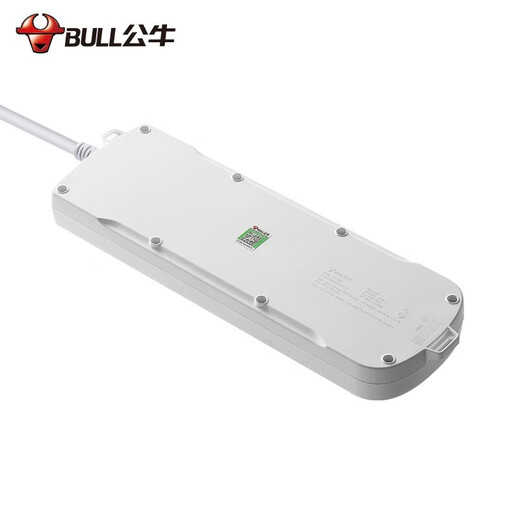Bull (BULL) corded double-row socket, multi-hole power strip, extension cord power strip, household power strip with overload protection, automatic power-off strip, drag strip computer inspection, extra long 10 meters with overload protection, 10 five-hole plug strip, official genuine total control 2500W fire retardant model