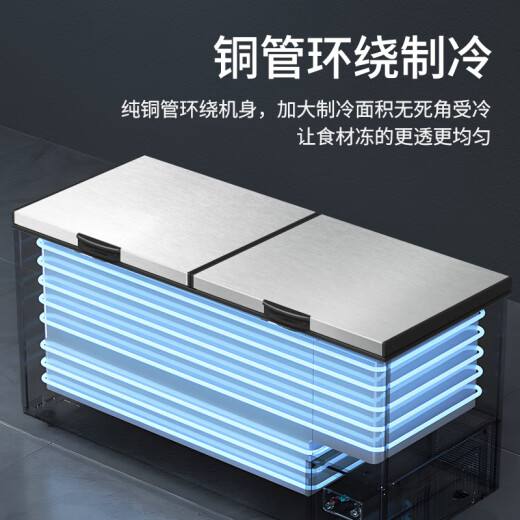 妮雪商用冰柜大冷柜大型冰柜冷藏节能卧式单温冷柜家用豪华版加深加宽大容量冰柜 728铜管1500x750x850mm