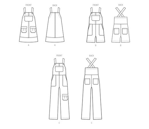 McCall's Kids and Girls Pinafore and Overalls Seam Pattern