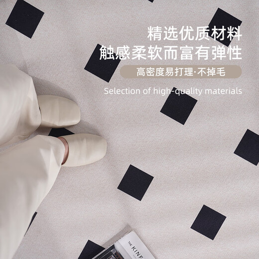 AOVOC carpet living room 2025 new no-wash wipeable light luxury high-end sofa carpet ink square black stone 2.4*3.4 meters