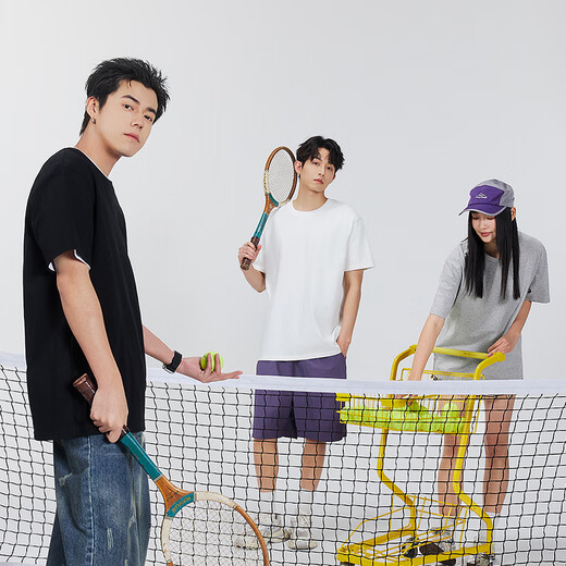 MINISO short-sleeved men's pure cotton casual loose summer round neck versatile youth trendy half-sleeved T-shirt light rice 2XL