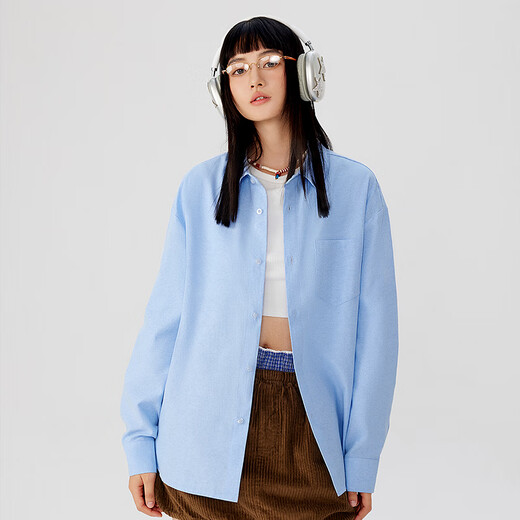 MINISO college-style white shirt men's long-sleeved formal wear thin high-end shirt layered with suit as base layer spring and autumn style Oxford long-sleeved white M /170 (same style for men and women)