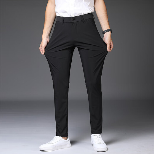 UOSO Luxury 2025 Pantalones informales de seda de hielo Pantalones para hombres de primavera y verano.
