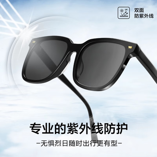 莫拉克墨镜女款2025新款复古高级感防紫外线偏光太阳眼镜男士大框显脸小 冷酷黑【仿生蜂窝偏光】
