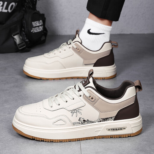 
Pinbo Baoli 45 size men's shoes 2025 spring extra-large size board shoes 45 national trend white shoes 46 sports casual shoes 47 plus size plus weight 6165 white and black 46