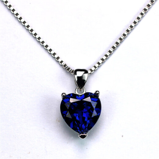 Remnant heart-shaped tanzanite pendant for women, sterling silver single pendant, tanzanite sapphire necklace, versatile blue simple gemstone pendant, white gold (main stone 10X10mm) without chain