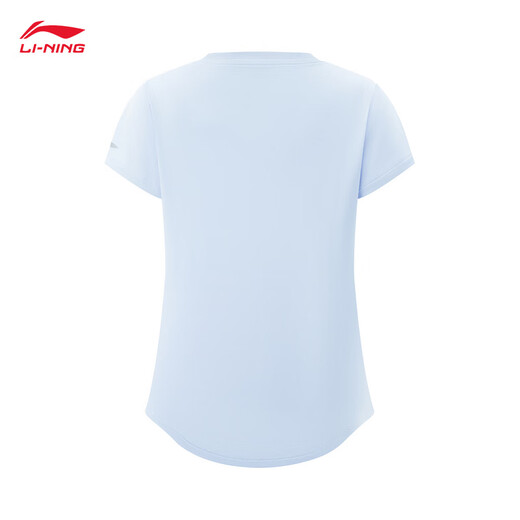 Li Ning children's T-shirt short-sleeved girls 25 summer new comprehensive fitness series quick-drying sun protection sports top Glacier Blue-1 150