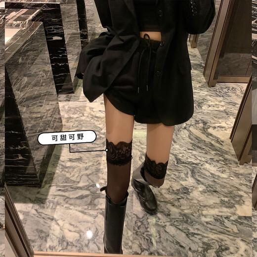 Langsha stockings for women, silicone anti-slip, sexy over-the-knee stockings, high anti-snatch stockings, 2 pairs, black 1 white 1, one size fits all