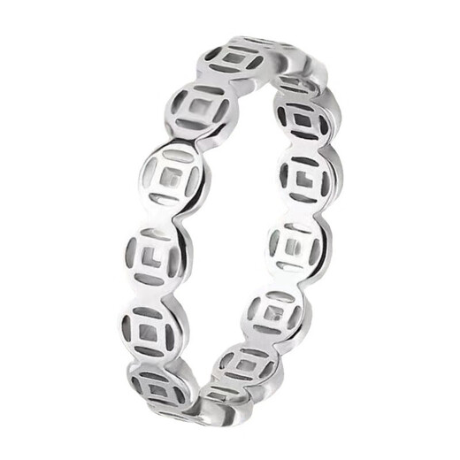 Canxian titanium steel ring women's niche high-end light luxury 18K gold retro stainless steel copper money fortune ring index finger women's tail ring 15-A-3 gold size 12