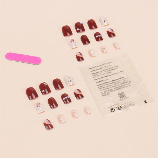Mengxilan Wear Nagelkunst fertige Gelee Kleber kurzer Nagelfleck abtrennbarer gefälschter Nagelfleck BY1047# Kristallpurpur Butterfly Wearable Tool Kit Kit