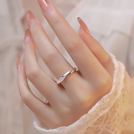 Qi Xiaomi pure S999 pure silver ring women's open ring men's vegetarian ring index finger ring tail ring jewelry birthday gift for girlfriend 999 pure silver minimalist plain ring - women's model