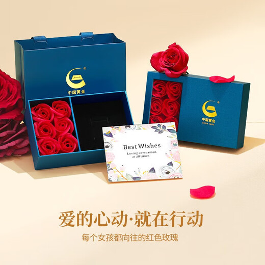 CHINA GOLD rose gold earrings 18K gold earrings birthday gift for girlfriend and wife to commemorate, exquisite, high-end and practical 18K gold rose earrings + certificate gift box