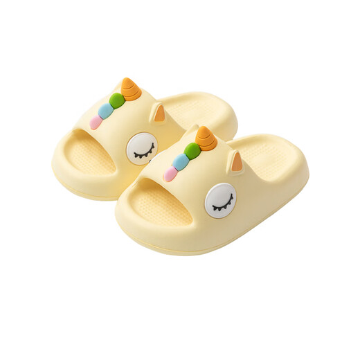 G.duck slippers, boys and girls summer cartoon cute eva soft-soled baby indoor non-slip thick-soled slippers with poop feeling yellow cartoon unicorn 24 25 suitable for feet 15.5cm long