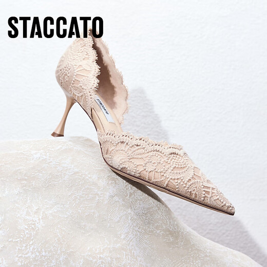 Sijiatu [тот же стиль, что и Yang Mi] 2025 New Burano Lace Island High High High High Heald Swed Swed Shoes Single Sandal