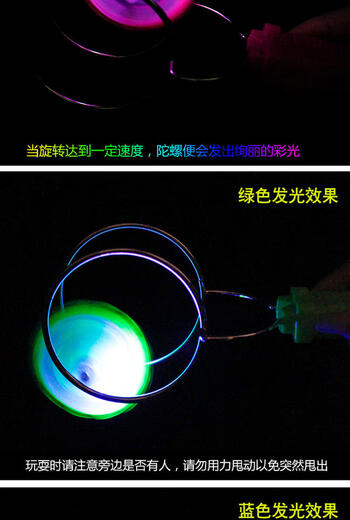 Qilicai Children's Glowing Flying Magnet Yo-Yo Colorful Gyro Hand-Cranking Magnetic Track Magic UU Ball Round Magic Toy Magic Gyro Blue [1]
