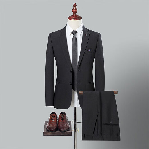 SHANSHAN light luxury brand 2025 new men's suit business casual two-piece groom's wedding suit black 2XL 180