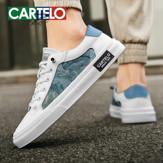 Cartelo-Schuhe Herren-Low-Top-leichte Luxus-Sportbrettschuhe Herren-Trendy und All-Match-Freizeitschuhe Herren Sommerschuhe Herrenschuhe Eis Blue-Fashion Trendy-7374 41 Standard Sportschuhe Größe