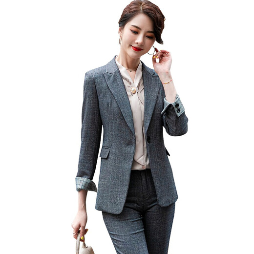 Purple Charming Black Suit Jacket Women's Short Style Small Spring Autumn Winter New Slim Fit Ladies Casual Suit Gray Suit M (Recommended 90-100 Jin Jin equals 0.5 kg)