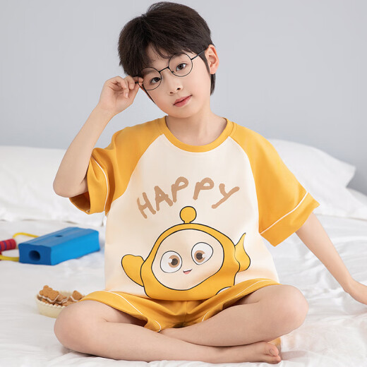 太乙真人男童睡衣夏短袖中大童纯棉青少年2025新款全棉儿童家居服 【100%纯棉】YM-694哪吒 170 【XL码】建议身高163-168CM