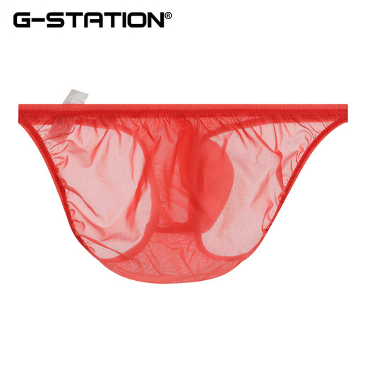 G-STATION ultra-thin high-transparency STC silky New Year's zodiac red men's boxer briefs Japanese tight low-waist underwear shorts slap style thong (recommended to take 1-2 sizes larger) 1 pair 3XL