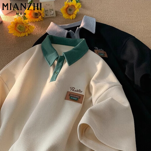 Cotton High Street Cool Polo Kragen schwer kurzärmelig T-Shirt Herren Sommer Lose dünne Fünf-Punkte-Hülle Trendy halbärmelig 844 Grün [hohe Qualität] 2xl 140-160jin [Jin entspricht 0,5 kg]