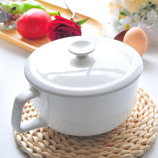Pupan instant noodle bowl ceramic noodle soup bowl with handle with handle and lid breakfast cup bowl number household student sealed lid instant noodle cup