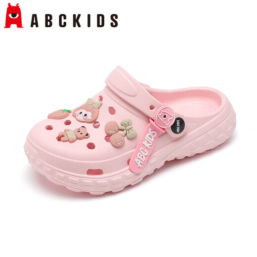 ABC Kinder Kinderschuhe Summer Männer und Mädchen Sandalen weicher Sohle-Loch-Schuhe Cartoon Beach Schuhe 8603 Pink 30-31