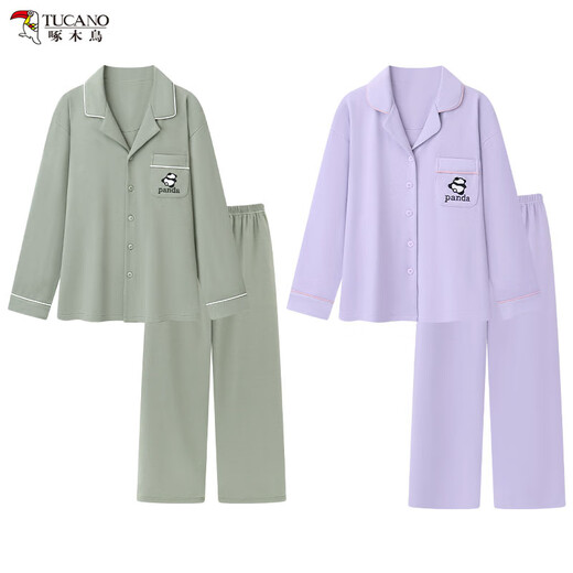 啄木鸟全棉情侣睡衣2025新款春秋季长袖薄款休闲外穿男女家居服套装 TJ 16803男 2XL