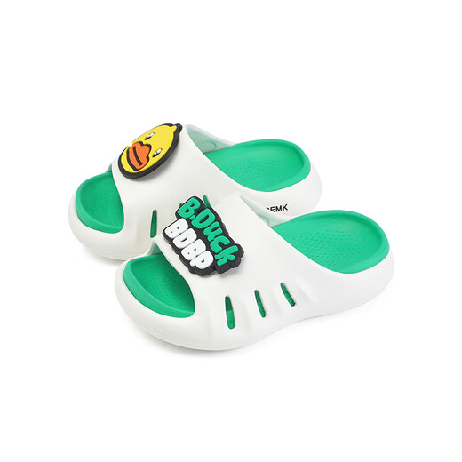 B.Duck petit canard jaune 2025 Été Nouveaux chaussures de trou pour enfants pour garçons et filles à la maison Baby Sacpers Bag Toe Blanc et vert 26 taille Longueur de pied 15,0-15,7 cm