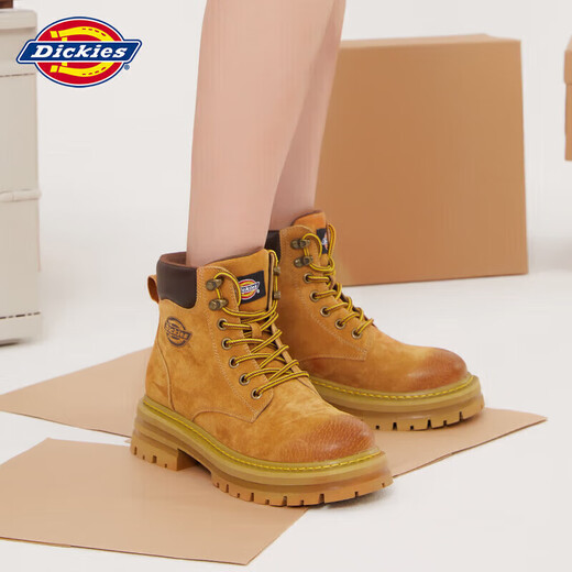 
Dickies women's Martin boots high top fashion couple boots versatile work boots women's yellow women's style-37