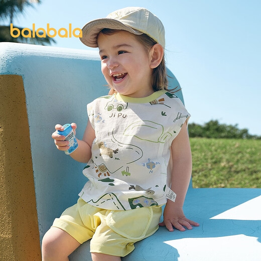 Balabala baby vest baby top boy and girl summer 2025 sweet and fashionable cotton comfortable and cute 209225122201