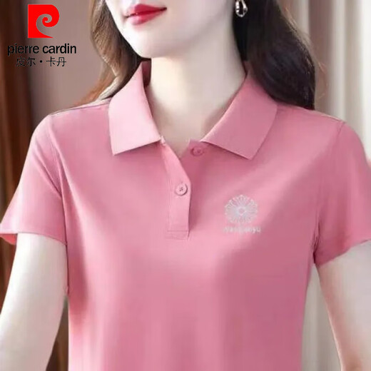 
Pierre cardin 2025 summer new style shoulder-length middle-aged mother top for women's short-sleeved T-shirt for women fashion and temperament polo shirt YC-6629 red M suggestion [75-90Jin [Jin equals 0.5 kg]]