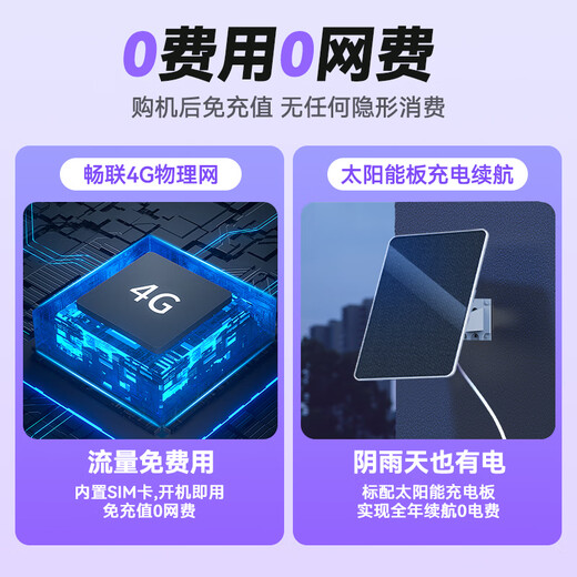 神眸太阳能摄像头云台 国家补贴室户外4g终身免流量360度无死角全景无线监控农村无网电用防水探头夜视