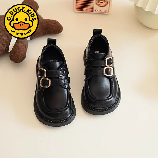G.duck Girls' Small Leather Shoes Spring and Autumn Black Children's Performance Shoes Soft Sole British Style Student Princess Loafers for Middle and Large Children 929 Brown 34 Inner Length 20.8cm