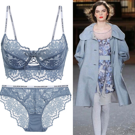 Victoria Palace Plus Size Bra Lace Ultra Thin Transparent Women's Bra Set Letter Strip Sexy Bra Breathable Underwear Set Red 32/70A (With S Size Underwear)