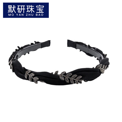 MOYAN 2025 New Fabric Sparkling Drill Headband Wheat Headband Women's Fashion Light Luxurious Hairpin Feeling Versatile Outing Headwear 1# Black Rhinestone Wheat Headband A07-202