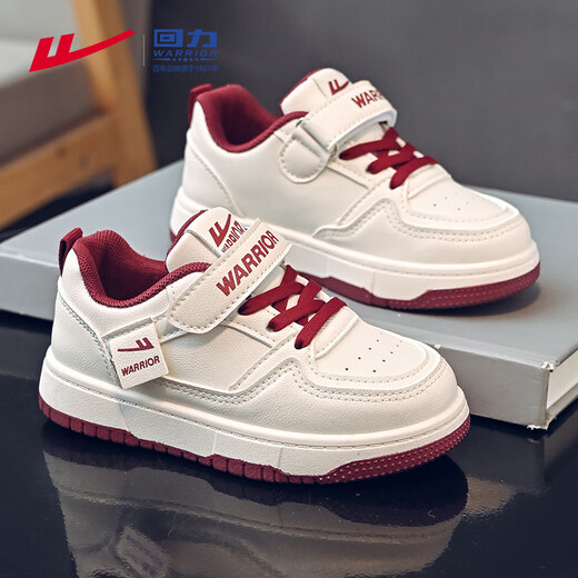 Warrior children's shoes, girls' white shoes, spring and autumn children's sports shoes, girls' sneakers WZ(CL)-0950 m/burgundy 36