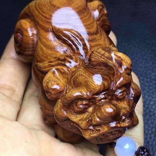 雅鸽越南黄花梨木雕手把件招财貔貅手工实木雕刻可把玩可摆件的工艺品 招财貔貅（七厘米左右）