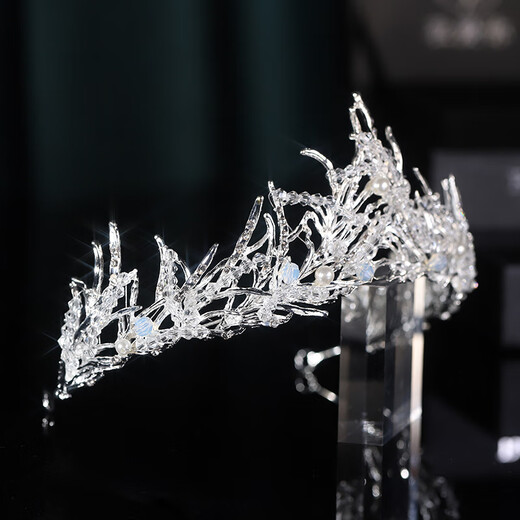 Fat Donglai's same style crown tiara for adult bride, main wedding dress, headband, tiara for goddess 18-year-old princess, performance hair, silver 6 TS-0017-E
