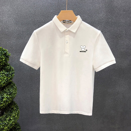 夏品丽透气棉男士POLO衫夏季宽松百搭帅T恤 3878#白色 均码 xl 建议体重135-155斤