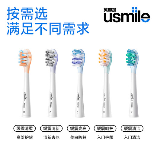 Usmile Smile Plus Electric Toothbrush Head Cushioning brush head does not hit teeth Faded brush filaments remind to replace Bright whitening care cleaning Suitable for adult electric brushes Y20/P20PRO/P10, etc. 2 packs Basic cleaning