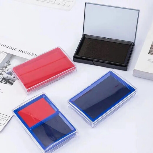 印台红色 印泥印章 办公用品 快干大号大财务专用加墨办公用品 9858红色秒干印台 2个装(赠印油2瓶)
