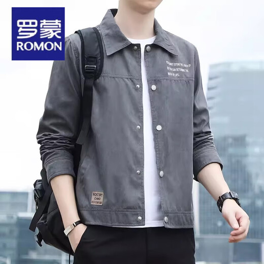 Romon 2025 Neue Herren -Lampeljacke Retro Jacke Dünnes Hemd Wildleder Frühling und Herbstkleid Jugendkleidung [Herbststil] K12806 Schwarz [Qualitätsgarantie] L.