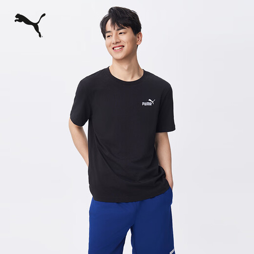 Puma (Puma) Sports et T-shirt à manches courtes brodés décontractés pour hommes et femmes 2025 Printemps et été Nouveau Top Simple 691550 Black-01 L (180 / 100A)
