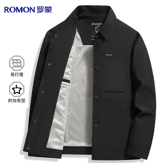 Romon Anti-wrinkle Jacket Men's Lapel Spring and Autumn Business Casual Jacket Middle-aged and Youth Tops Executive Workwear Jacket