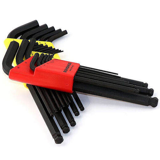 
LISMBondhus United States metric imperial hexagon wrench set lengthened ball head flat head hexagon key 12137 English 13-pack extended flat head
