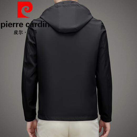 皮尔卡丹（pierre cardin）春秋季新款连帽夹克男士中老年爸爸装外套商务百搭休闲上衣 蓝色 M-3527 L 175 110-125斤