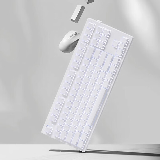Belly Spirit MK870 Blackberry Side Gravur Mechanische Tastatur Bluetooth verdrahtet Wireless Bluetooth Customized Computer Game Silent Office [Three Mode] White Pro + Pure White Side Gravur TTC Schnelles Silberachse V2 [FPS Game Player Empfehlung]