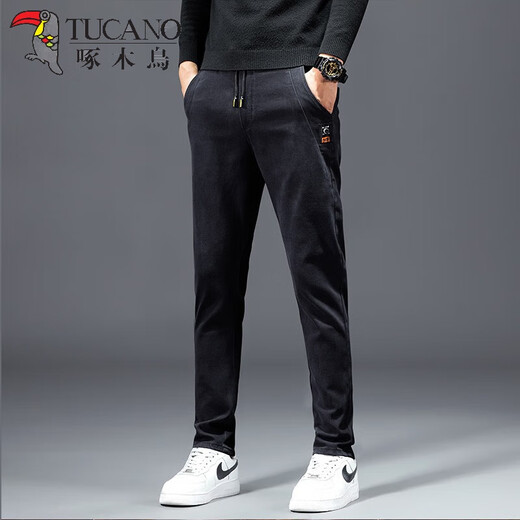 Woodpecker 2 pairs of jeans men's autumn and winter trendy fashion slightly stretch slim straight casual sports elastic long pants 130 black + 139 gray 31 (2 feet 4) weight 125-140 Jin Jin equals 0.5 kg